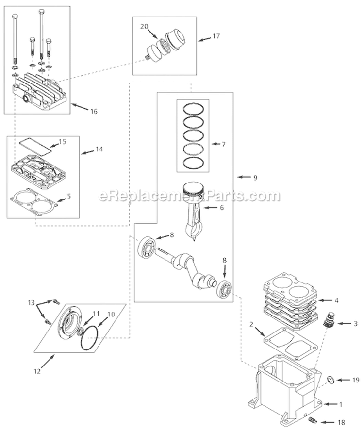 Page B Diagram and Parts List for 2MLW2  Campbell Hausfeld Compressor